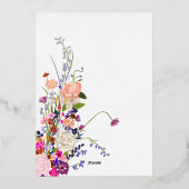 モダン秋ワイルドフラワースクリプトブライダルシャワー 箔招待状 (裏面)