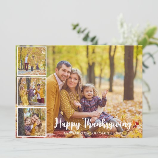モダン秋感謝家族の写真コラージュ シーズンカード (スタンド正面)