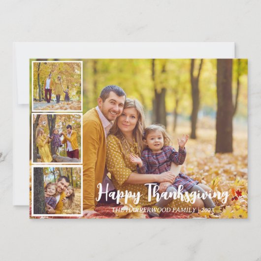 モダン秋感謝家族の写真コラージュ シーズンカード (正面)