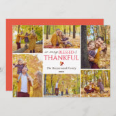 モダン秋感謝家族の写真コラージュ シーズンカード (正面/裏面)