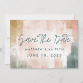 モダン秋水彩抽象芸術結婚写真 セーブザデート (正面)