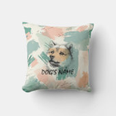 モダン秋田犬の肖像画 - 抽象的なパステルアート クッション (正面)