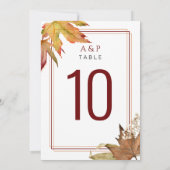 モダン秋紅葉結婚のテーブル番号 (裏面)
