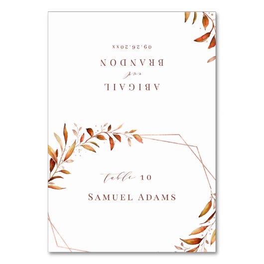 モダン秋緑化幾何折り畳み座席表 テーブルナンバー (正面)