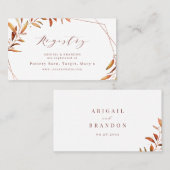 モダン秋緑素朴ブライダル登録カード プレイスカード (正面/裏面)