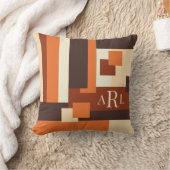 モダン秋色ブロックパーソナライズされた クッション (ブランケット)