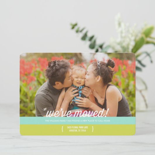 モダン移動発表を縞で飾ります 案内状 (スタンド正面)