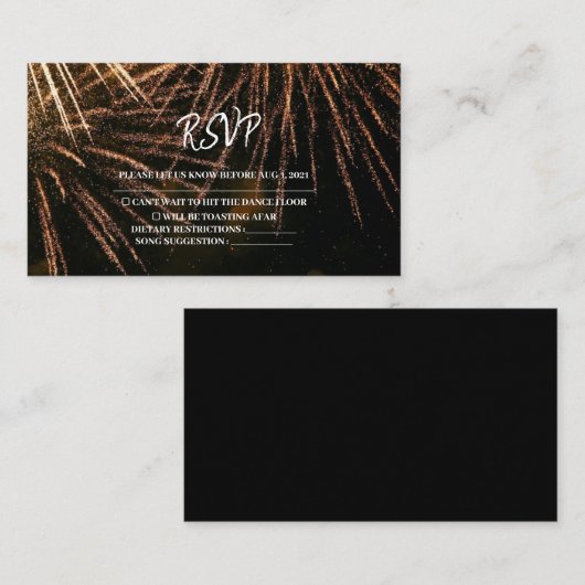 モダン稲妻ファイアウェディングRSVPカード エンクロージャーカード (正面/裏面)
