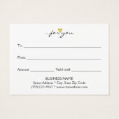 モダン空はっきりした青金ゴールドグラデーションハートギフトハート (裏面)