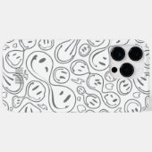モダン笑顔スマイルパターン スタイリッシュホワイト Case-Mate iPhoneケース (裏面 (横))