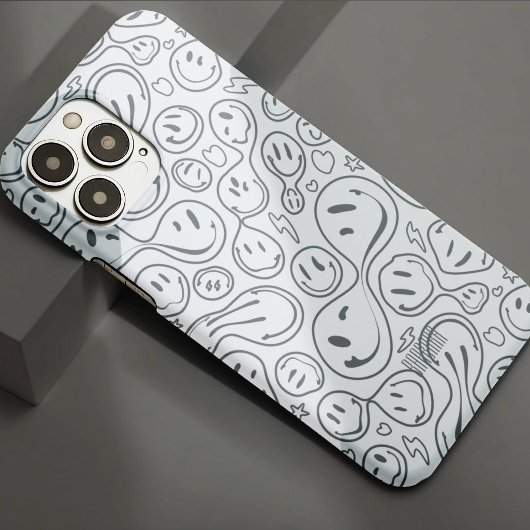 モダン笑顔スマイルパターン スタイリッシュホワイト Case-Mate iPhoneケース