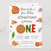 モダン第1期ピザファースト誕生日 招待状 (正面/裏面)