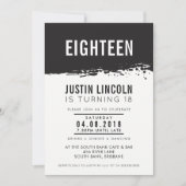 モダン第18期パーティー招待状絵を描（ばちゃばちゃ）跳ねる 招待状 (正面)