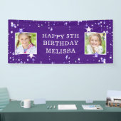 モダン第5誕生日パープルスターズ写真名 横断幕 (トレードショー)