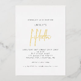 モダン第50回誕生日パーティースクリプ実在ト 箔招待状