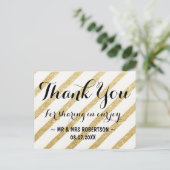 モダン筆のストライプ金ゴールド感謝してい。 ポストカード (スタンド正面)