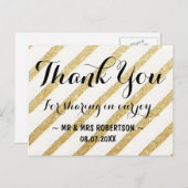 モダン筆のストライプ金ゴールド感謝してい。 ポストカード (正面/裏面)