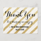 モダン筆のストライプ金ゴールド感謝してい。 ポストカード (正面)