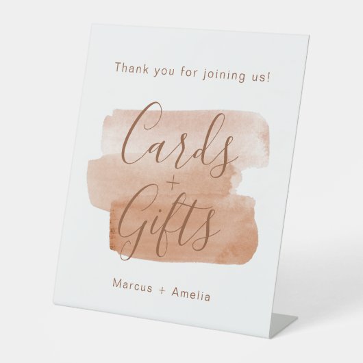 モダン筆のミニマルな結婚式のプレゼント 台座サイン (正面)