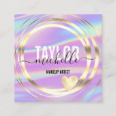 モダン筆跡ホログラフィグリッタースクエア事業 スクエア名刺 (正面)