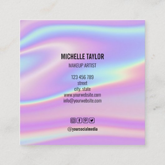 モダン筆跡ホログラフィグリッタースクエア事業 スクエア名刺 (裏面)