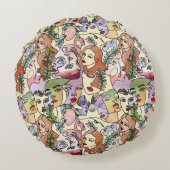 モダン等高線ドードルスケッチアート ラウンドクッション (裏面)