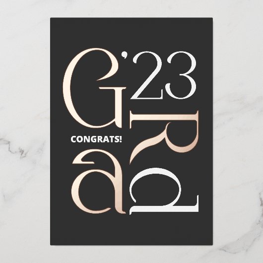 モダン箔押し写真卒業式26告知 箔シーズンカード (正面)