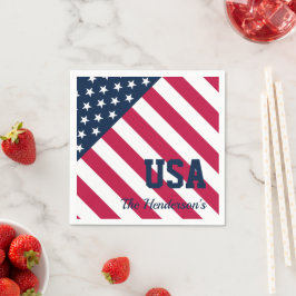 モダン米国国旗のファミリ名 スタンダードカクテルナプキン