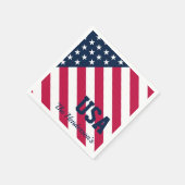 モダン米国国旗のファミリ名 スタンダードカクテルナプキン (角)