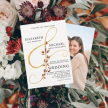 モダン紅葉アンパサンドシンプルフォト結婚ズ