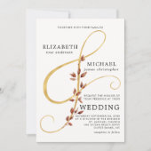 モダン紅葉アンパサンドシンプルフォト結婚ズ 招待状 (正面)