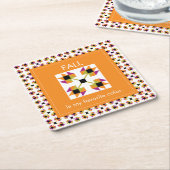 モダン紅葉キルトパターン スクエアペーパーコースター (アングル)