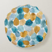 モダン紅葉水彩継ぎ目なしパターン ラウンドクッション (裏面)