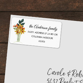 モダン紙クイル花差出人住所ラベル ラベル