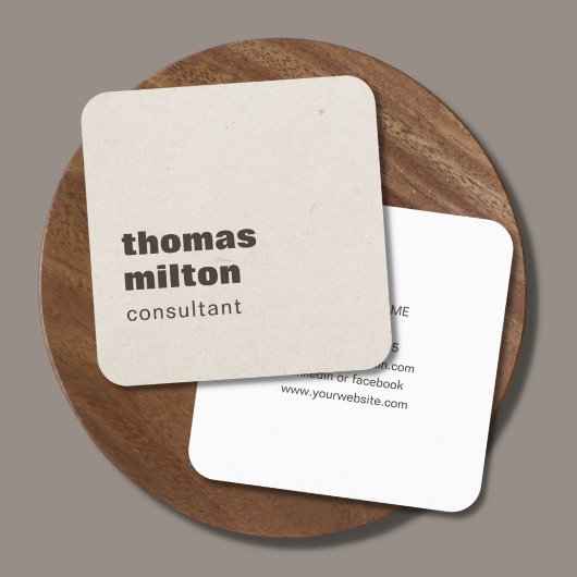 モダン紙テクスチャーシンプルブラウンコンサルタント スクエア名刺