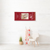 モダン紙吹雪スクリプトおめでとうGRADフォトレッド 横断幕 (インサイチュ)