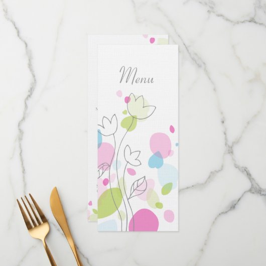 モダン紙吹雪フラワー結婚花びらのディナー メニュー (正面/裏面インサイチュ)
