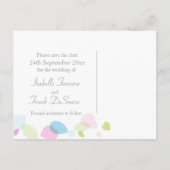 モダン紙吹雪フラワー花びらは日付カードを保存 案内ポストカード (裏面)