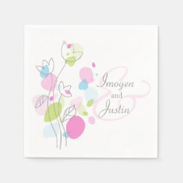 モダン紙吹雪結婚の花 スタンダードカクテルナプキン