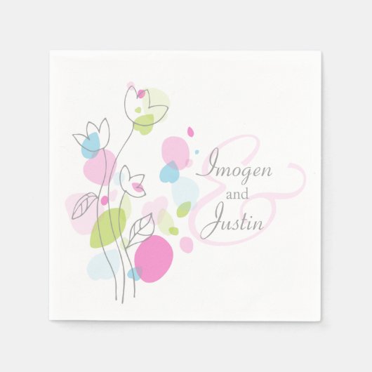 モダン紙吹雪結婚の花 スタンダードカクテルナプキン (正面)