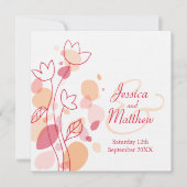 モダン紙吹雪花弁赤 招待状 (正面)