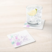 モダン紙吹雪花結婚名日 スクエアペーパーコースター (インサイチュ)