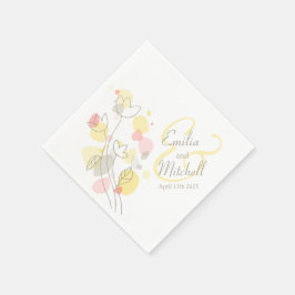 モダン紙吹雪花結婚名日 スタンダードカクテルナプキン