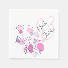 モダン紙吹雪花結婚名日 スタンダードカクテルナプキン