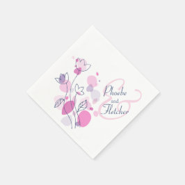 モダン紙吹雪花結婚名日 スタンダードカクテルナプキン