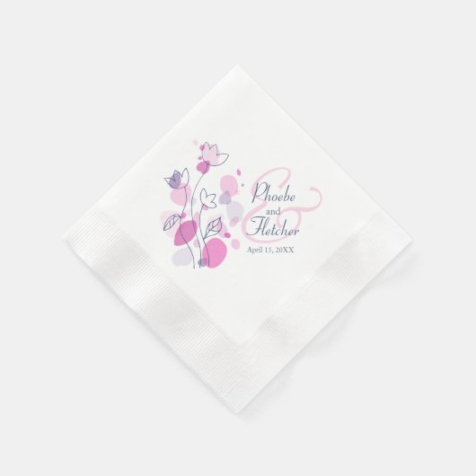 モダン紙吹雪花結婚名日 縁ありランチョンナプキン (角)