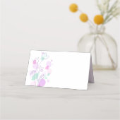 モダン紙吹雪花結婚紫座席表 プレイスカード (裏面)