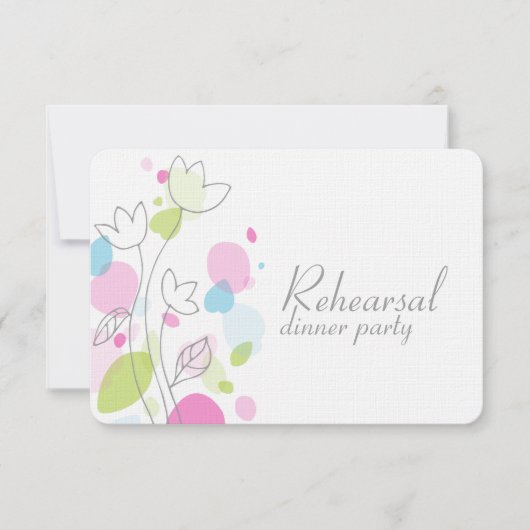 モダン紙吹雪花花びらリハーサル招待状 招待状 (正面)
