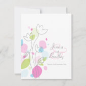 モダン紙吹雪花花びら結婚カラフル 招待状 (正面)