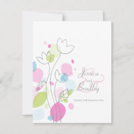 モダン紙吹雪花花びら結婚カラフル 招待状